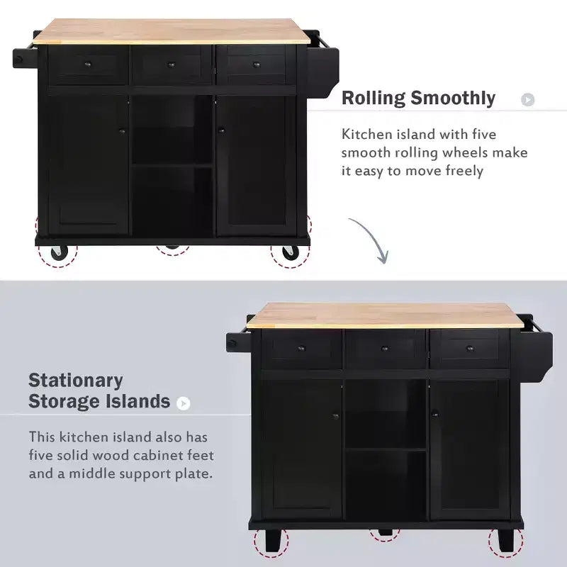 Îlot de cuisine moderne Whisen avec porte-épices et porte-serviettes