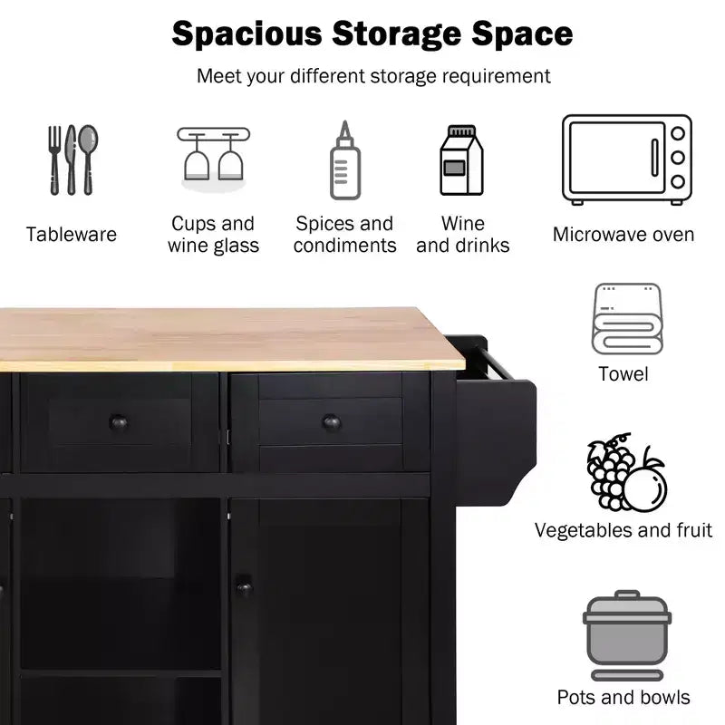 Îlot de cuisine moderne Whisen avec porte-épices et porte-serviettes