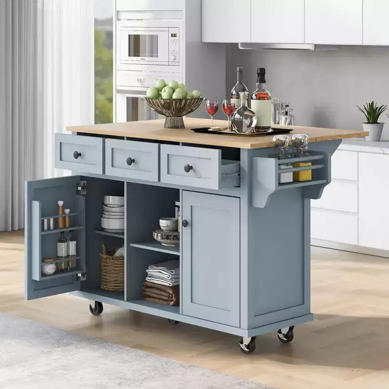 Îlot de cuisine moderne Whisen avec porte-épices et porte-serviettes