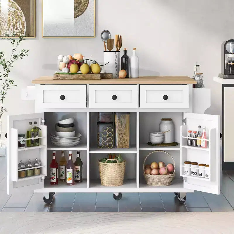 Îlot de cuisine moderne Whisen avec porte-épices et porte-serviettes