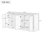 Caractéristiques distinctives d'un buffet à quatre portes avec placage de frêne, idéal pour le couloir, l'entrée ou le salon.