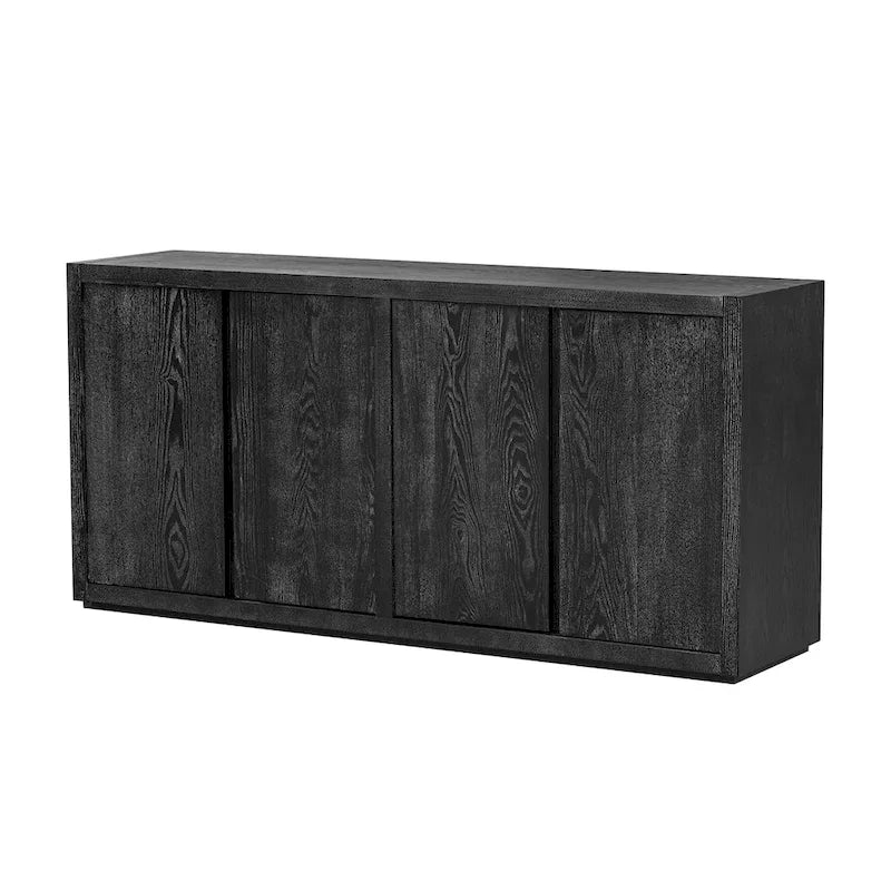Caractéristiques distinctives d'un buffet à quatre portes avec placage de frêne, idéal pour le couloir, l'entrée ou le salon.