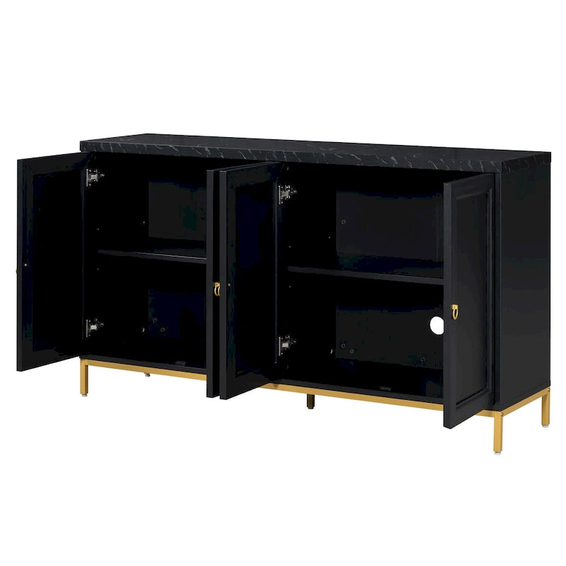 Modern Sideboard with 4 door cabinet with Metal Handles and Adjustable Shelves
