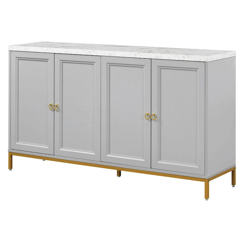 Bahut moderne avec meuble à 4 portes avec poignées métalliques et étagères réglables