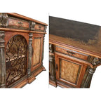 Buffet de 193 cm de large en fer forgé rustique et bois massif, portes verrouillables, style colonial espagnol