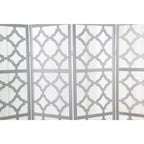 Séparateur de pièce à 4 panneaux Roundhill Furniture Quarterfoil, motif diamant infusé, argent