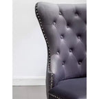 Fauteuil en velours capitonné contemporain Montura de Roundhill Furniture avec clous décoratifs, gris, lot de 2