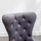 Fauteuil en velours capitonné contemporain Montura de Roundhill Furniture avec clous décoratifs, gris, lot de 2