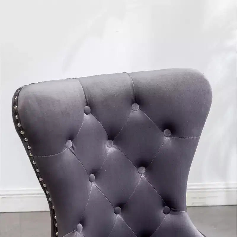 Fauteuil en velours capitonné contemporain Montura de Roundhill Furniture avec clous décoratifs, gris, lot de 2