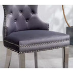 Fauteuil en velours capitonné contemporain Montura de Roundhill Furniture avec clous décoratifs, gris, lot de 2
