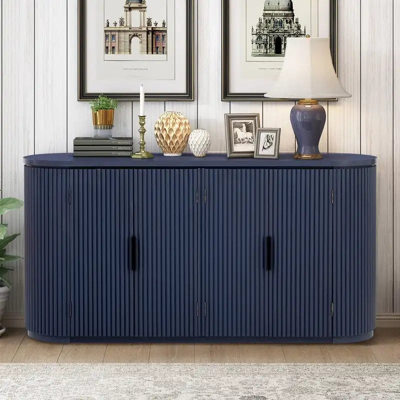 63 Vertical Striped Door Storage Cabinet with Adjustable Shelves