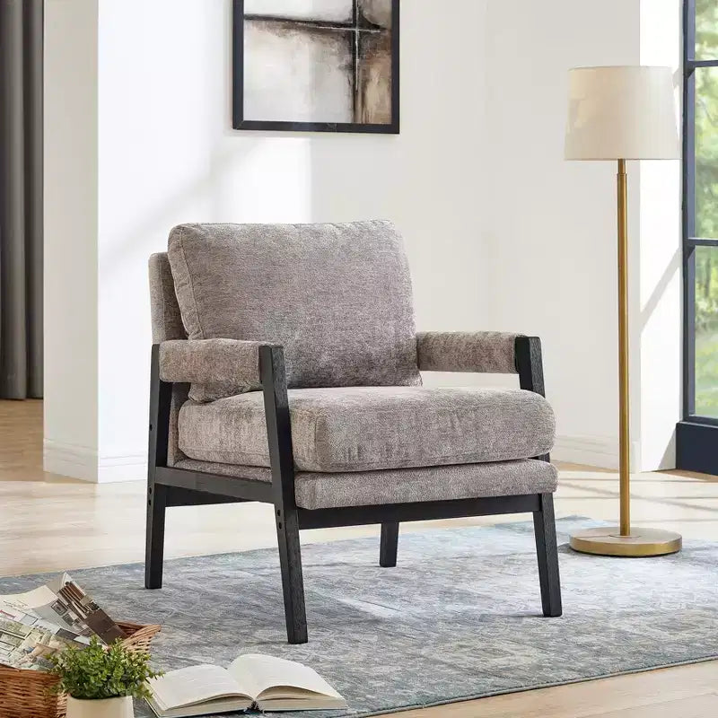 Fauteuil d'appoint en chenille rembourré, modèle Kelly Mid-Century Modern, de Roundhill Furniture