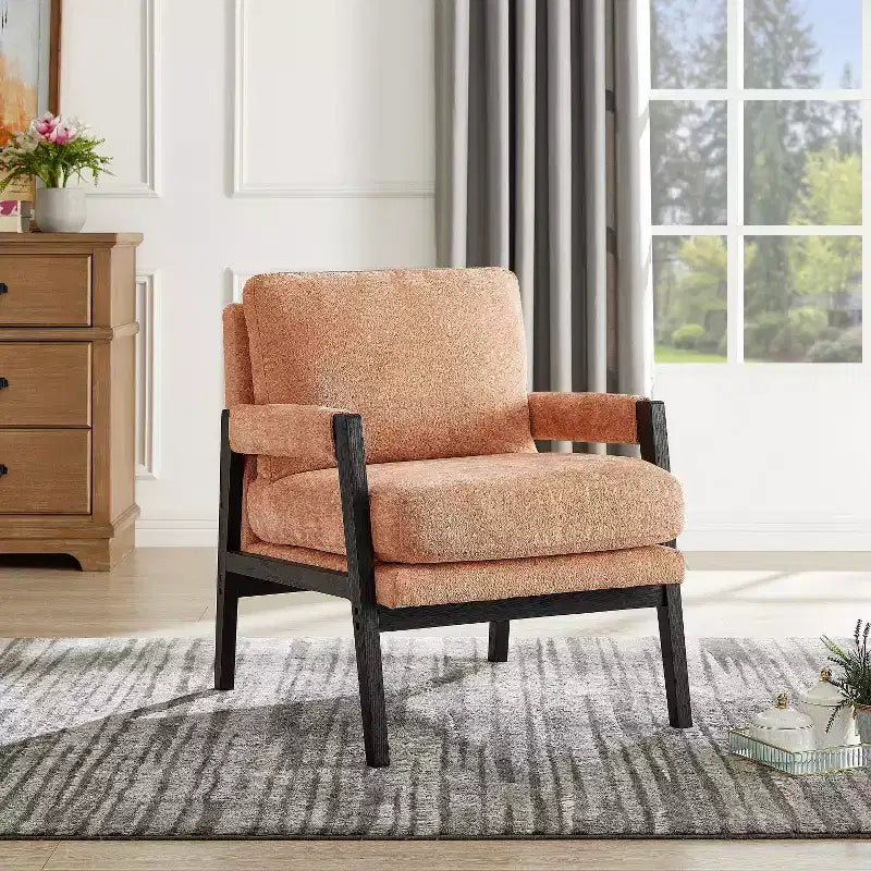 Fauteuil d'appoint en chenille rembourré, modèle Kelly Mid-Century Modern, de Roundhill Furniture