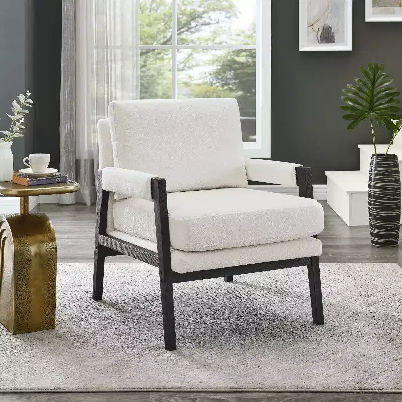 Fauteuil d'appoint en chenille rembourré, modèle Kelly Mid-Century Modern, de Roundhill Furniture