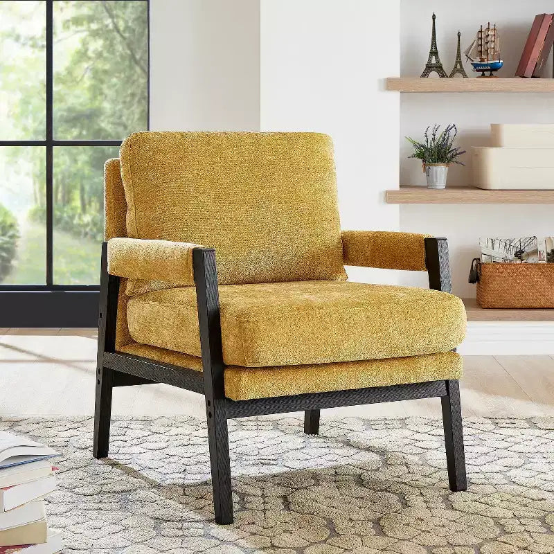 Fauteuil d'appoint en chenille rembourré, modèle Kelly Mid-Century Modern, de Roundhill Furniture