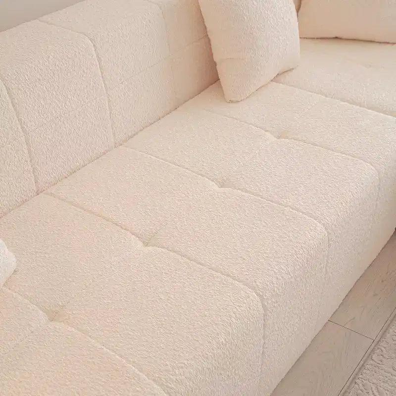 Canapé d'angle modulable au sol en L, 105,5W, avec assise profonde et capitonnée, pour salon - ModernLuxe