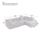 Canapé d'angle modulable au sol en L, 105,5W, avec assise profonde et capitonnée, pour salon - ModernLuxe
