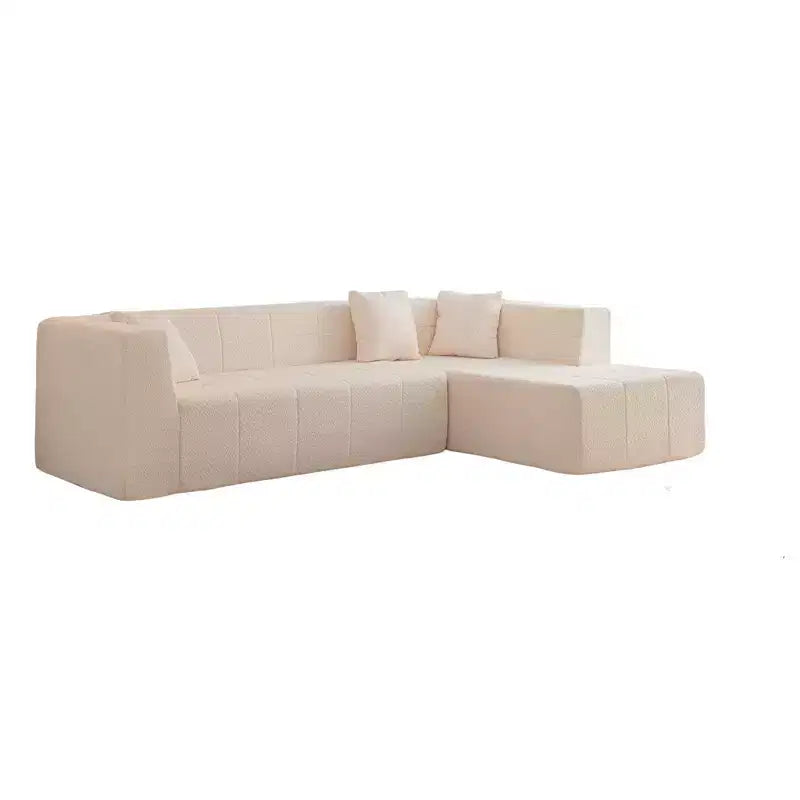 Canapé d'angle modulable au sol en L, 105,5W, avec assise profonde et capitonnée, pour salon - ModernLuxe