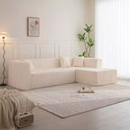 Canapé d'angle modulable au sol en L, 105,5W, avec assise profonde et capitonnée, pour salon - ModernLuxe