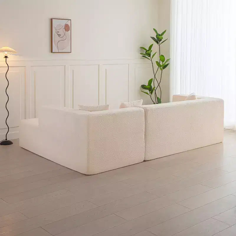 Canapé d'angle modulable au sol en L, 105,5W, avec assise profonde et capitonnée, pour salon - ModernLuxe