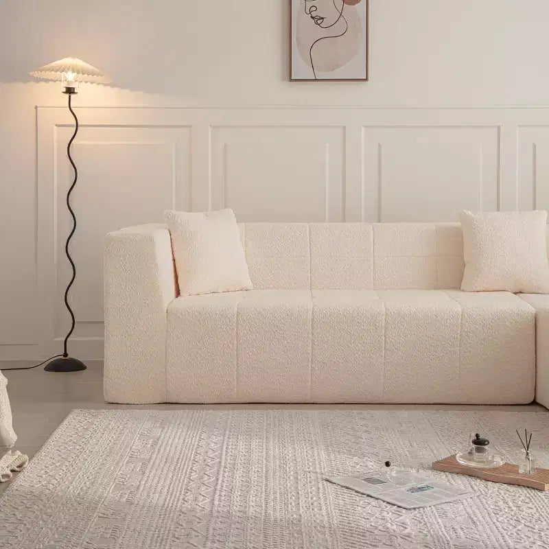 Canapé d'angle modulable au sol en L, 105,5W, avec assise profonde et capitonnée, pour salon - ModernLuxe
