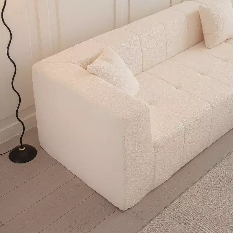 Canapé d'angle modulable au sol en L, 105,5W, avec assise profonde et capitonnée, pour salon - ModernLuxe