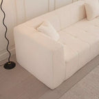 Canapé d'angle modulable au sol en L, 105,5W, avec assise profonde et capitonnée, pour salon - ModernLuxe