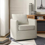 Fauteuil pivotant déhoussable Bernhard avec tissu texturé et accoudoirs évasés | HULALA HOME