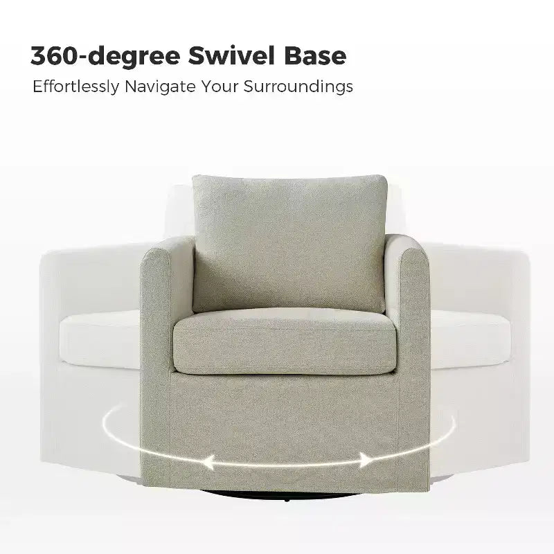 Fauteuil pivotant déhoussable Bernhard avec tissu texturé et accoudoirs évasés | HULALA HOME