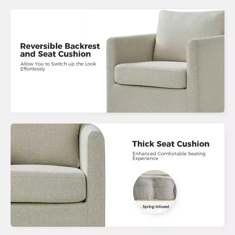 Fauteuil pivotant déhoussable Bernhard avec tissu texturé et accoudoirs évasés | HULALA HOME