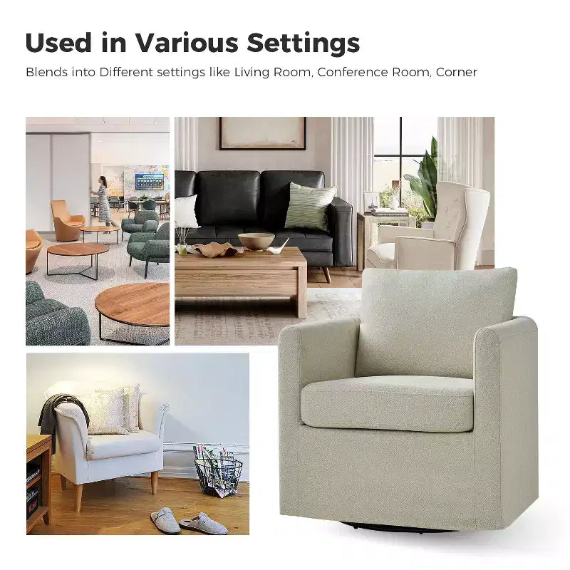 Fauteuil pivotant déhoussable Bernhard avec tissu texturé et accoudoirs évasés | HULALA HOME