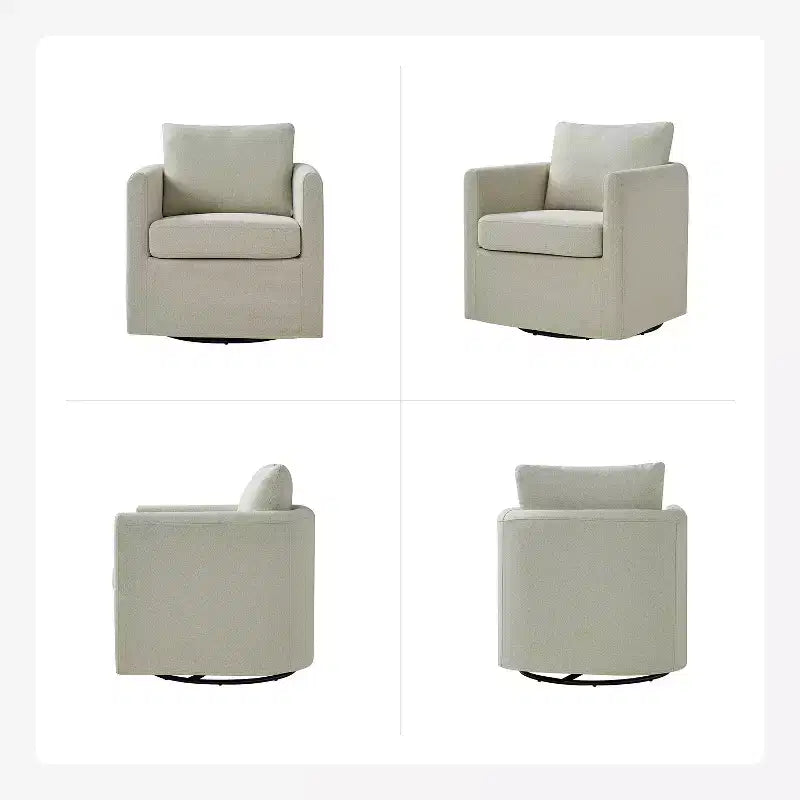 Fauteuil pivotant déhoussable Bernhard avec tissu texturé et accoudoirs évasés | HULALA HOME