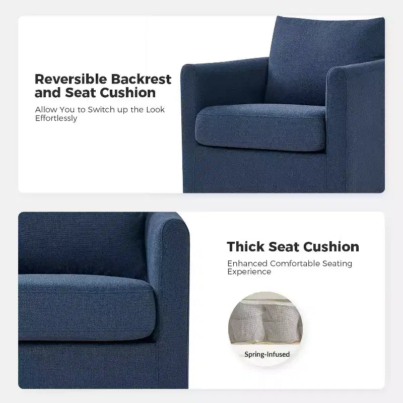 Fauteuil pivotant déhoussable Bernhard avec tissu texturé et accoudoirs évasés | HULALA HOME