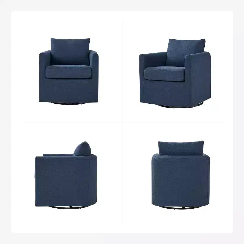 Fauteuil pivotant déhoussable Bernhard avec tissu texturé et accoudoirs évasés | HULALA HOME