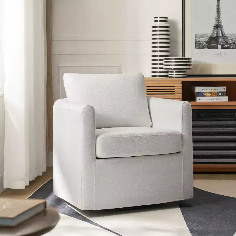Fauteuil pivotant déhoussable Bernhard avec tissu texturé et accoudoirs évasés | HULALA HOME