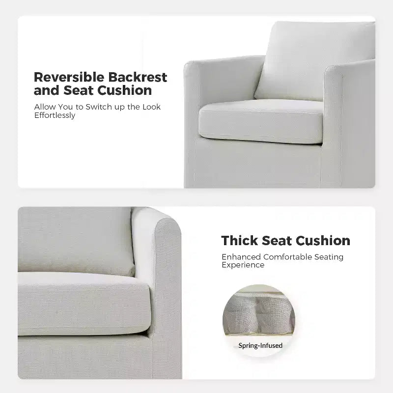 Fauteuil pivotant déhoussable Bernhard avec tissu texturé et accoudoirs évasés | HULALA HOME