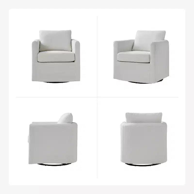 Fauteuil pivotant déhoussable Bernhard avec tissu texturé et accoudoirs évasés | HULALA HOME