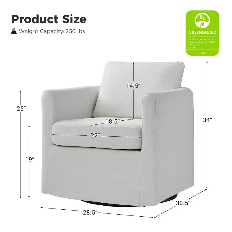 Fauteuil pivotant déhoussable Bernhard avec tissu texturé et accoudoirs évasés | HULALA HOME