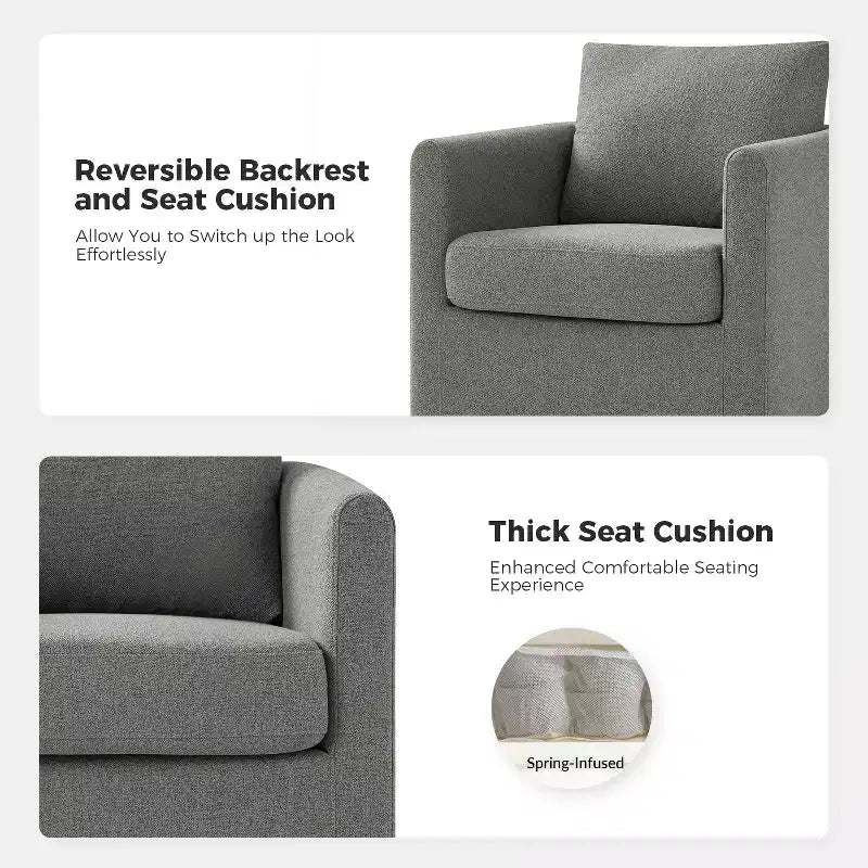 Fauteuil pivotant déhoussable Bernhard avec tissu texturé et accoudoirs évasés | HULALA HOME