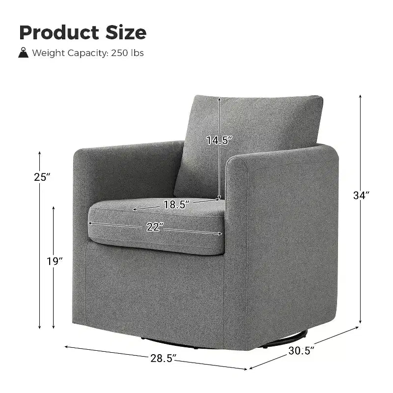 Fauteuil pivotant déhoussable Bernhard avec tissu texturé et accoudoirs évasés | HULALA HOME