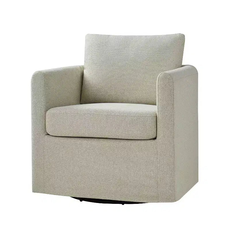 Fauteuil pivotant déhoussable Bernhard avec tissu texturé et accoudoirs évasés | HULALA HOME