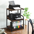 Support pour imprimante mobile à 3 niveaux sur roulettes avec étagères de rangement - 16P x 20L x 30H