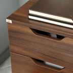 Meuble de rangement de bureau à 3 tiroirs, meuble bas de bureau avec roulettes pour chambre à coucher, salon, grain de bois marron