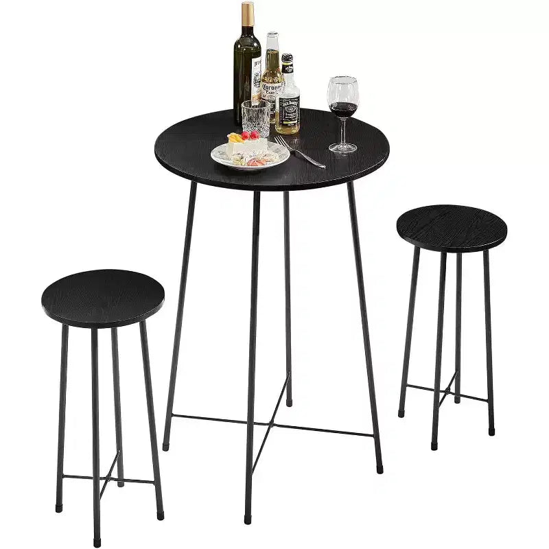 VECELO Ensemble table à manger 3 pièces avec 2 chaises Table et chaises modernes de hauteur comptoir rondes pour cuisine