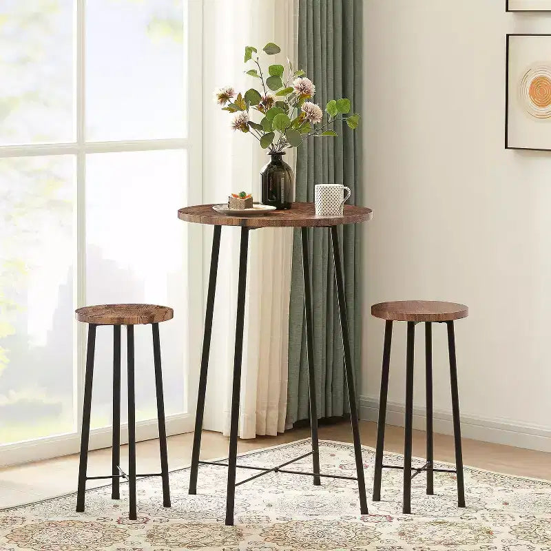 VECELO Ensemble table à manger 3 pièces avec 2 chaises Table et chaises modernes de hauteur comptoir rondes pour cuisine