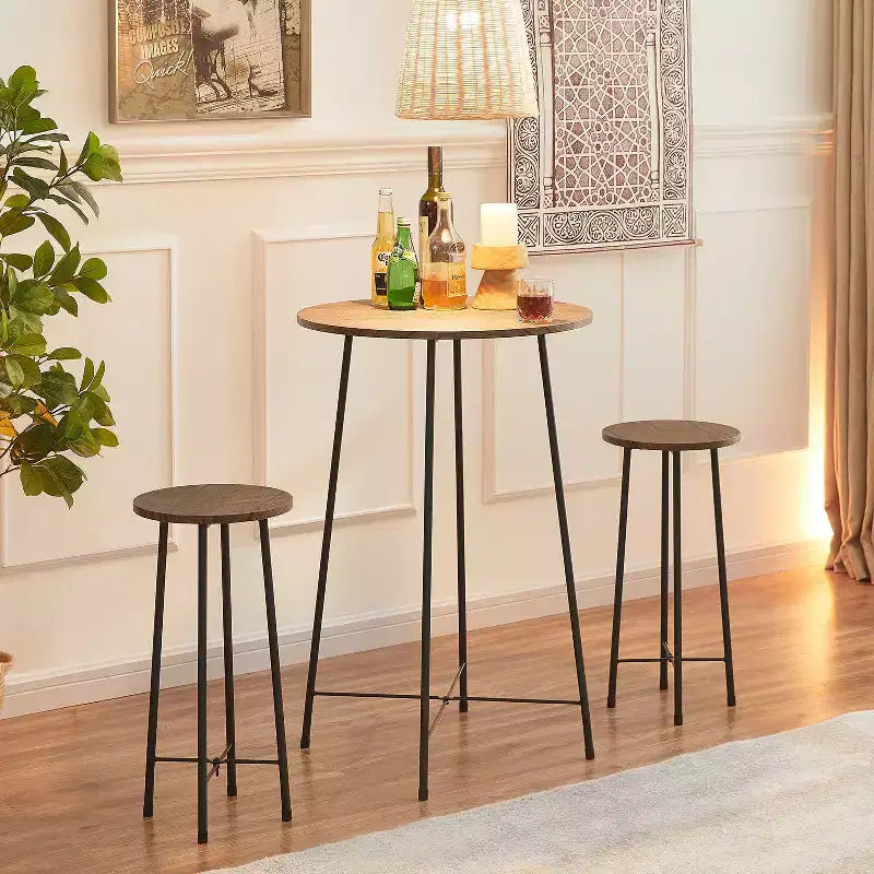 VECELO Ensemble table à manger 3 pièces avec 2 chaises Table et chaises modernes de hauteur comptoir rondes pour cuisine