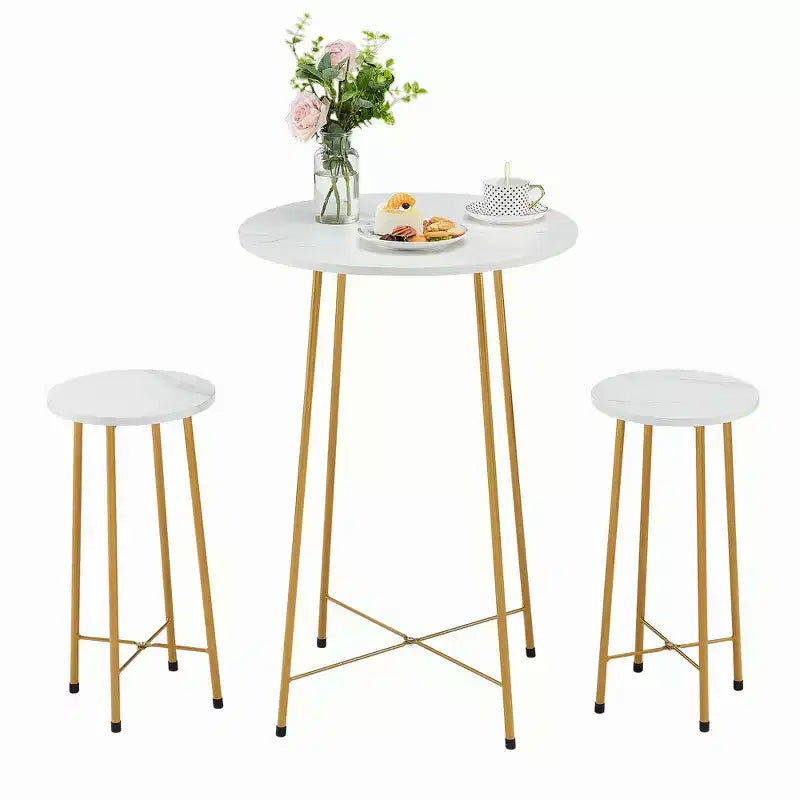 VECELO Ensemble table à manger 3 pièces avec 2 chaises Table et chaises modernes de hauteur comptoir rondes pour cuisine