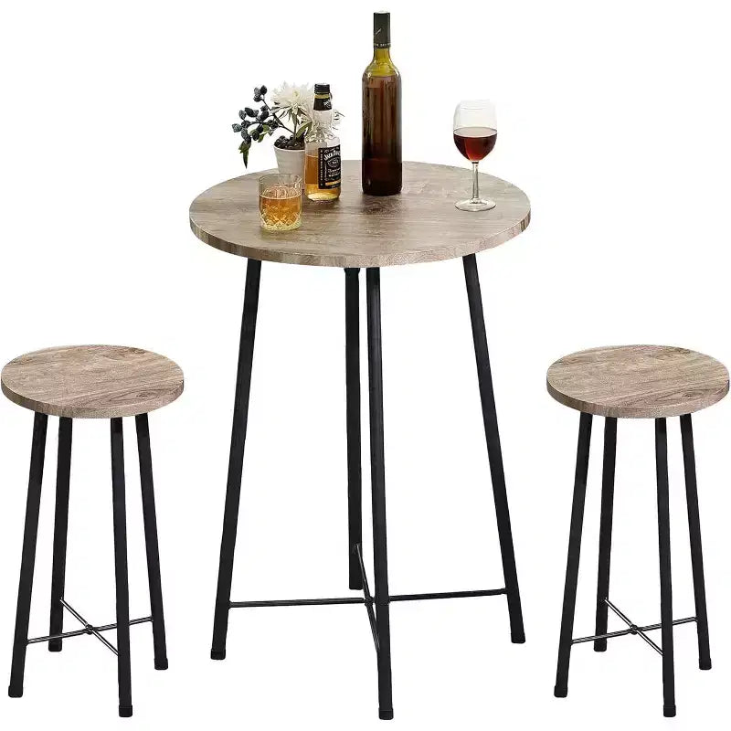VECELO Ensemble table à manger 3 pièces avec 2 chaises Table et chaises modernes de hauteur comptoir rondes pour cuisine