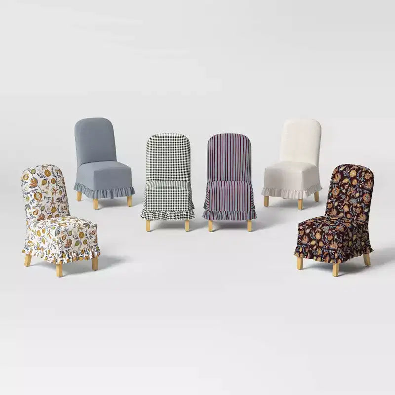 Rounded Back Slipcovered Dining Chair with Ruffle - Threshold