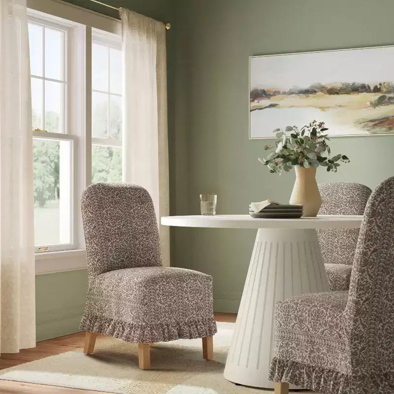 Rounded Back Slipcovered Dining Chair with Ruffle - Threshold